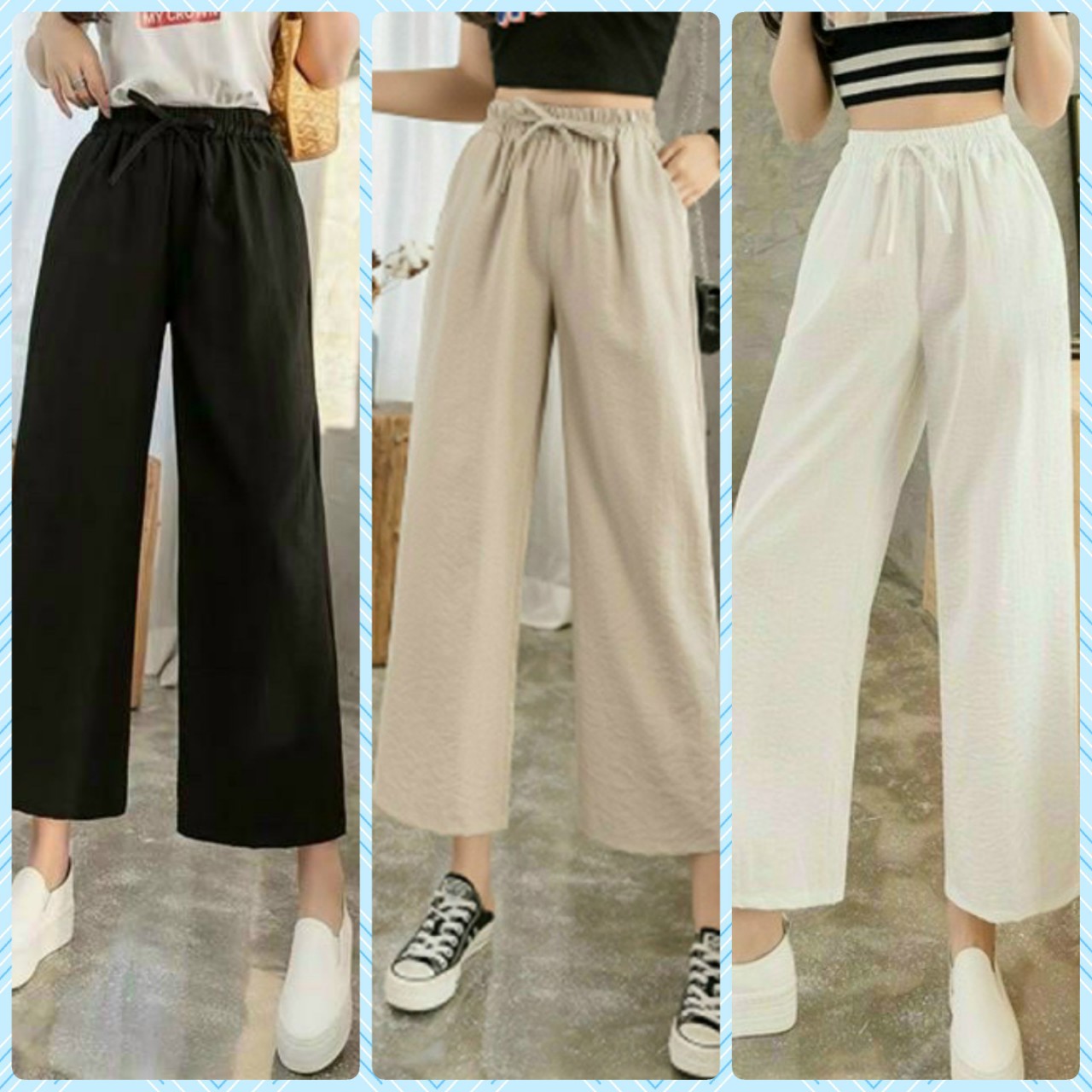 Quần ống rộng dáng suông - Quần Culottes chất Đũi siêu đẹp - Cam kết hàng CHẤT LƯỢNG