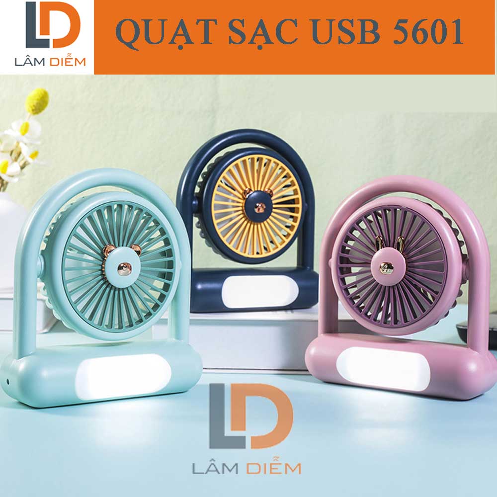 Quạt sạc mini để bàn có đèn led siêu mát 5601