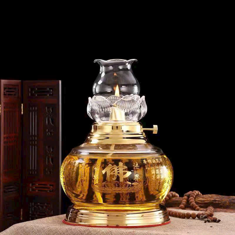   3 SIZE   ĐÈN DẦU LƯU LY TRONG SUỐT CHỮ PHẬT TÂM KINH 6639   KINH CHÚ ĐẠI BI   