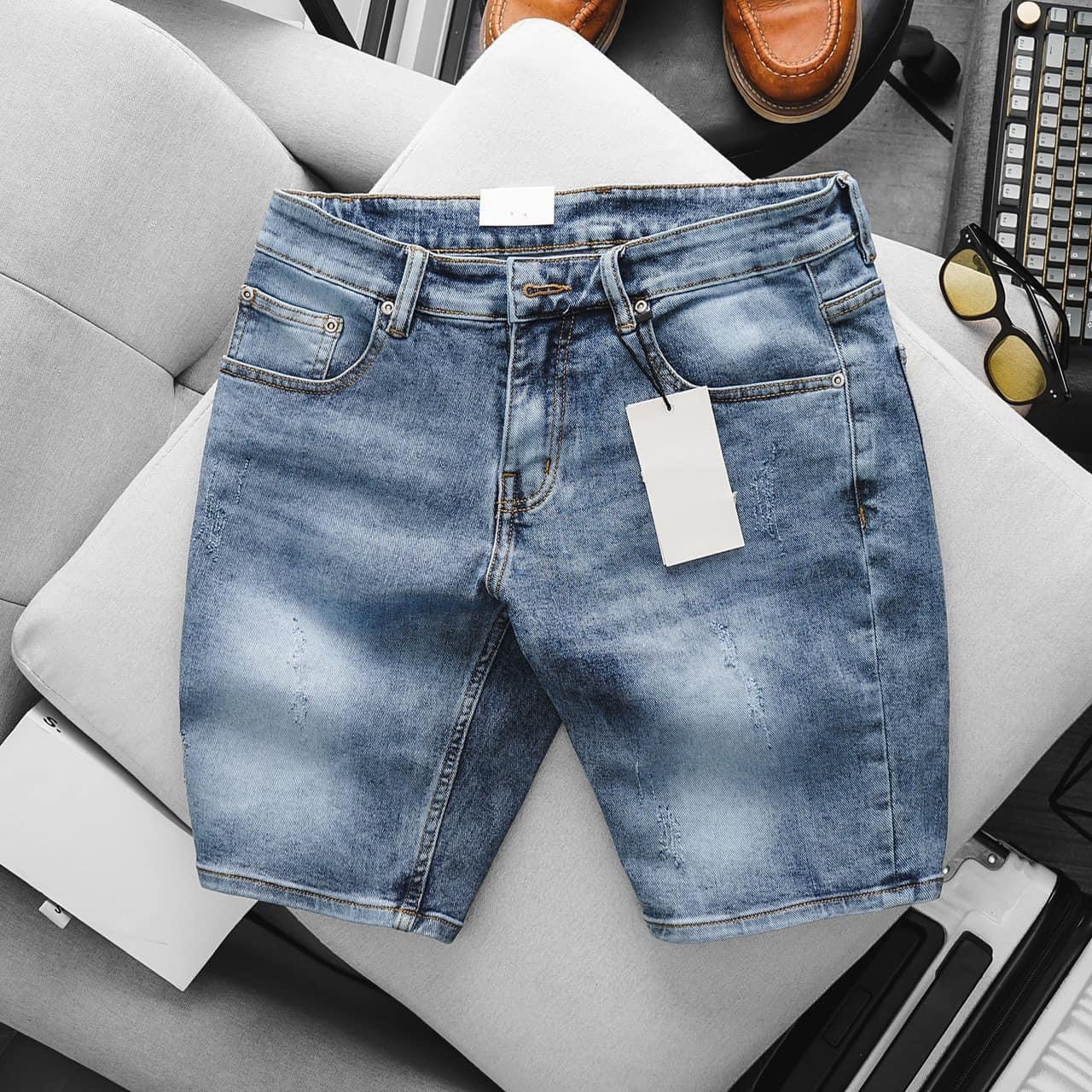 Short Jean Nam cao cấp rách thời trang co giản thoải mái