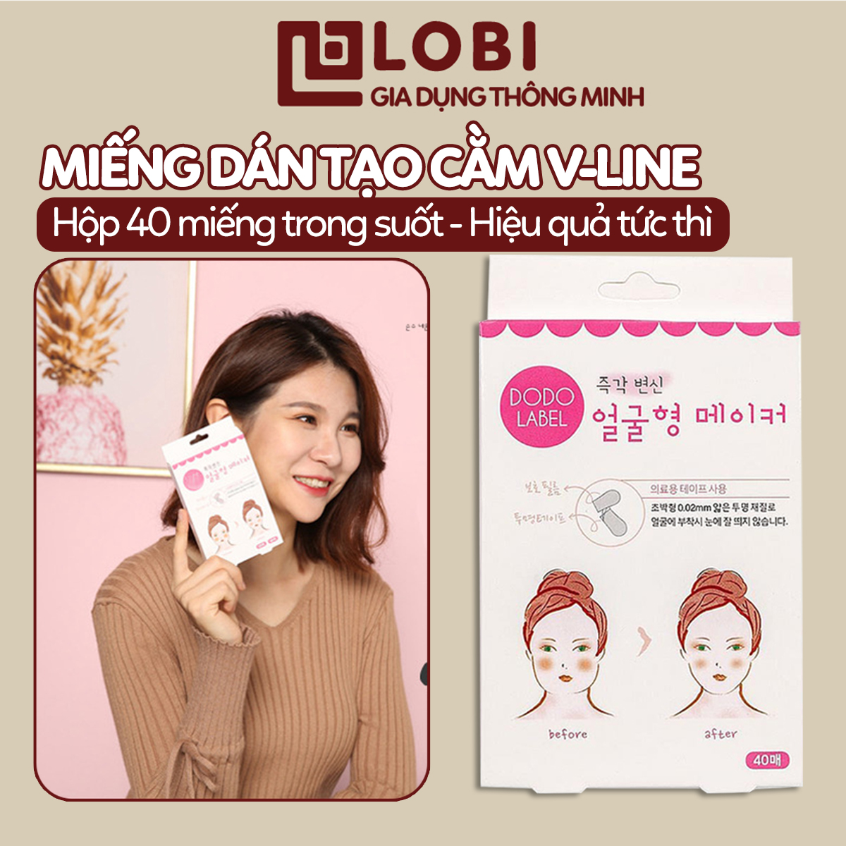 Miếng dán nâng cơ mặt tạo cằm Vline hiệu quả tức thì vô hình không lộ