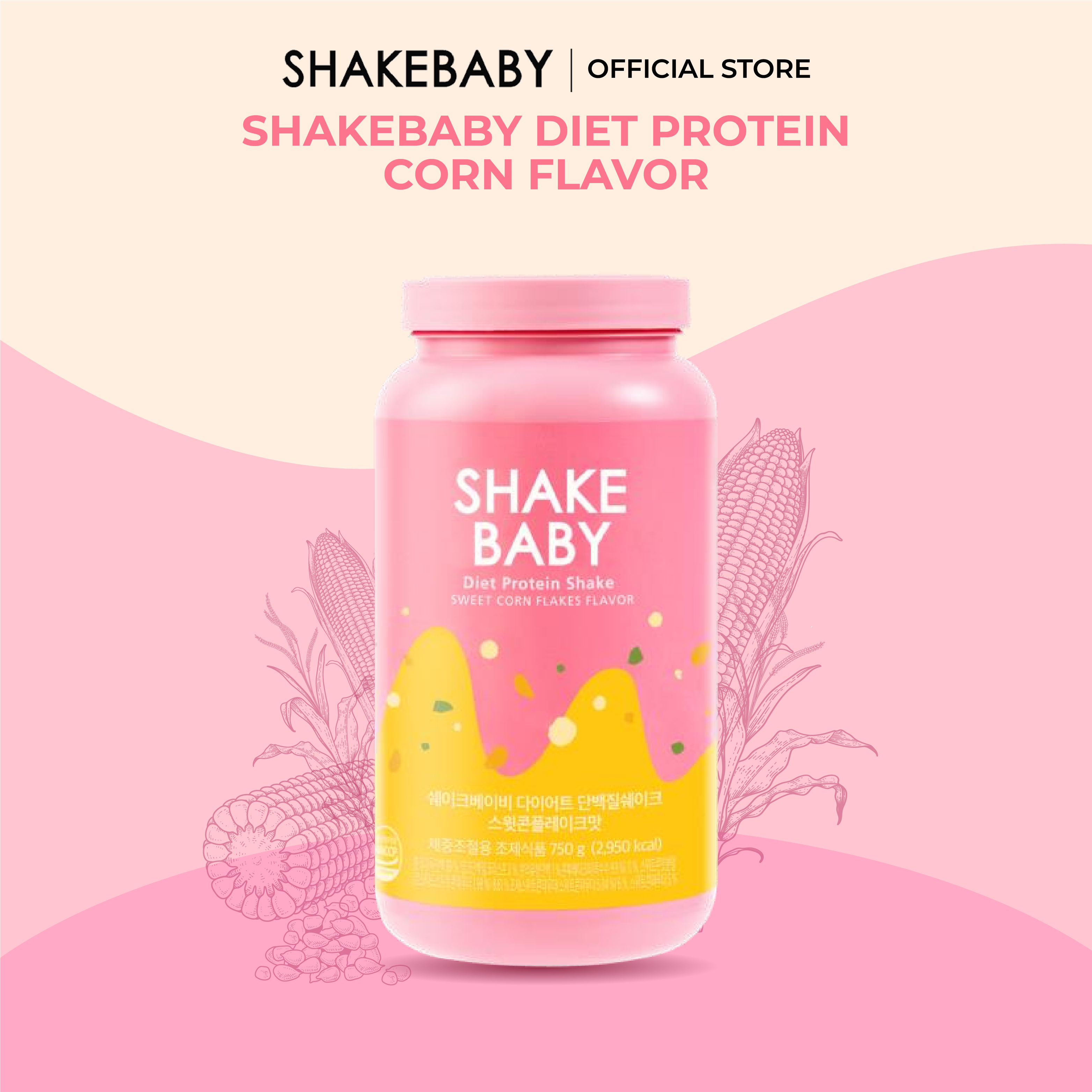 Bột ăn kiêng protein Hàn Quốc Shakebaby vị bắp Cân bằng dinh dưỡng, giảm cân lành mạnh 750g
