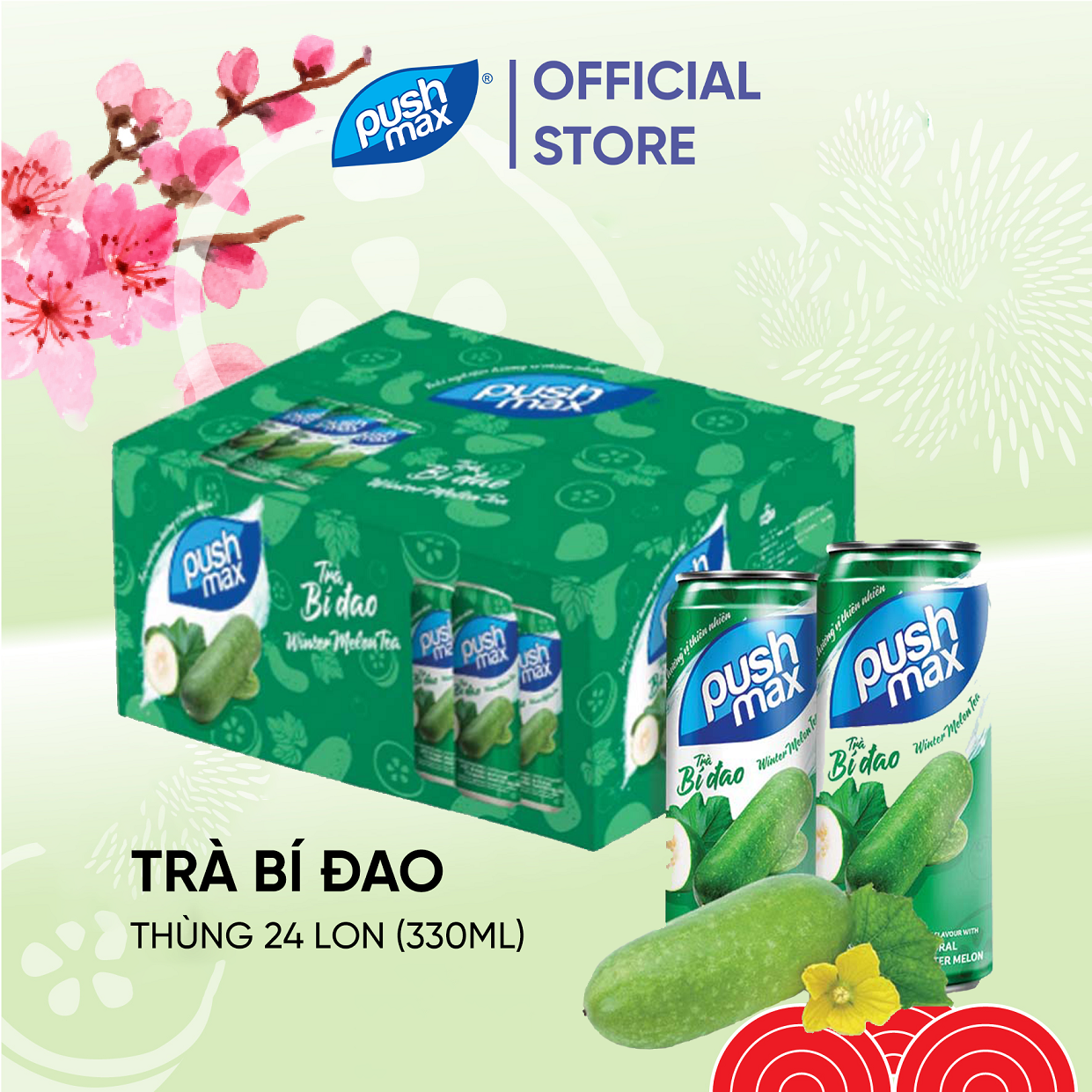 Thùng 24 lon nước trái cây trà bí đao pushmax