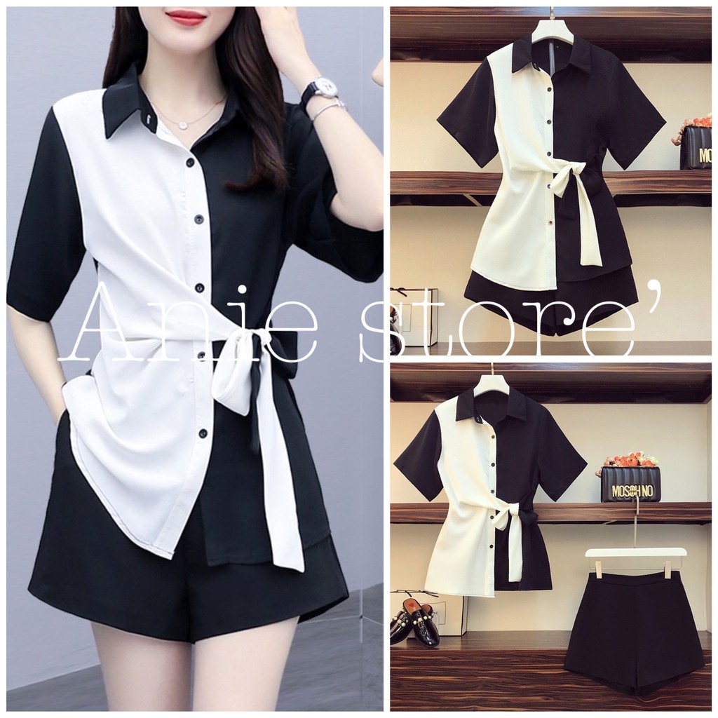 Bộ Jumpsuit Nữ Áo Phối Màu Quần Đùi