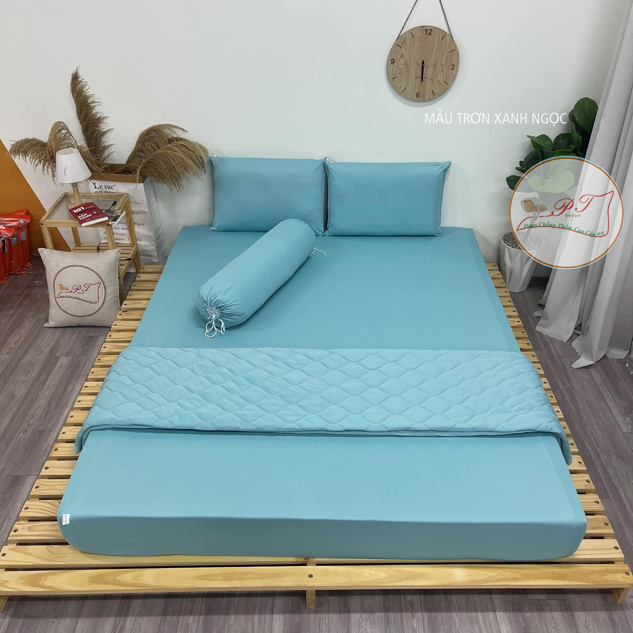 Ga chống thấm cao cấp pt mẫu họa tiết trơn xanh ngọc