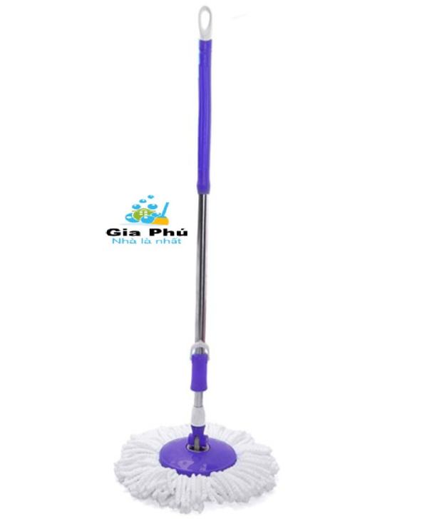 [HCM]Cây lau nhà 360 độ cao cấp thân inox Gia Phú PP1 Tím + bông lau ( giao màu ngẫu nhiên )