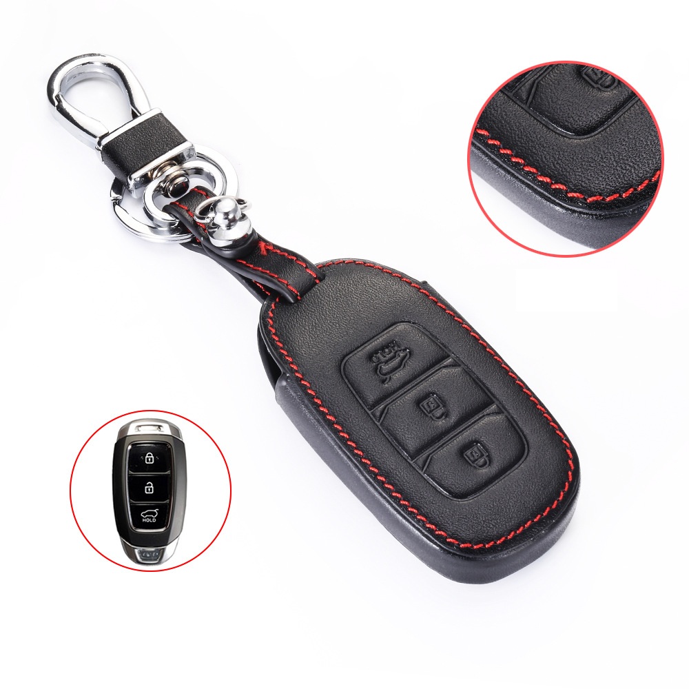 Bao da chìa khóa hyundai accent , santafe , hyundai kona loại 3 nút