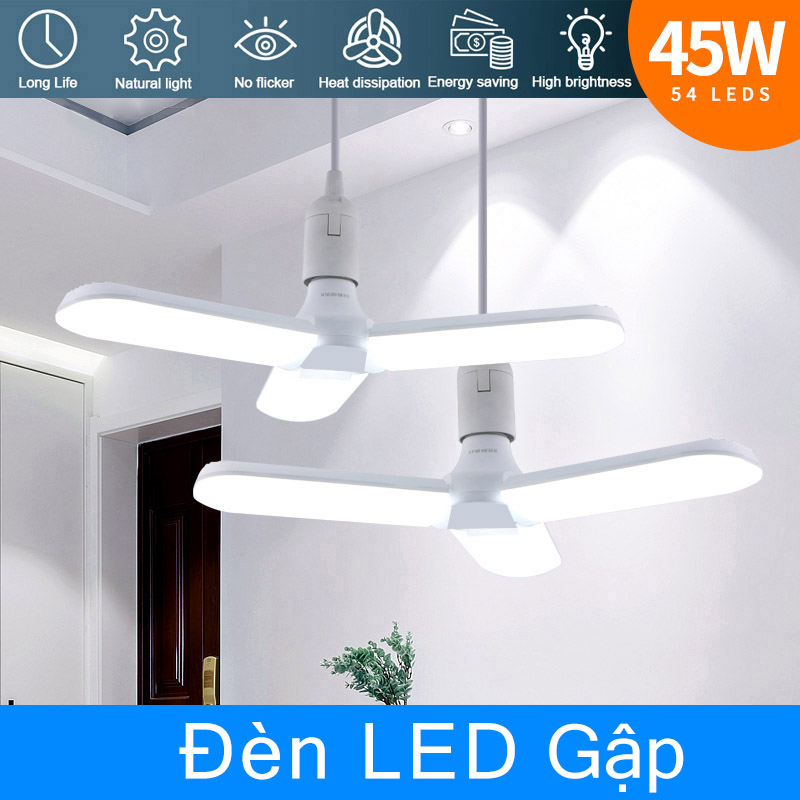 Bóng đèn led hình 3 cánh quạt 45w e27 ánh sáng trắng siêu sáng