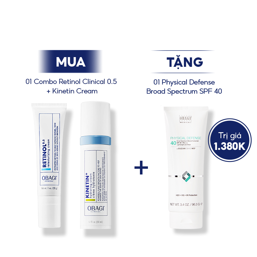 Bộ đôi chống lão hoá, cải thiện kết cấu da Obagi Retinol 0.5 Clinical 28gr