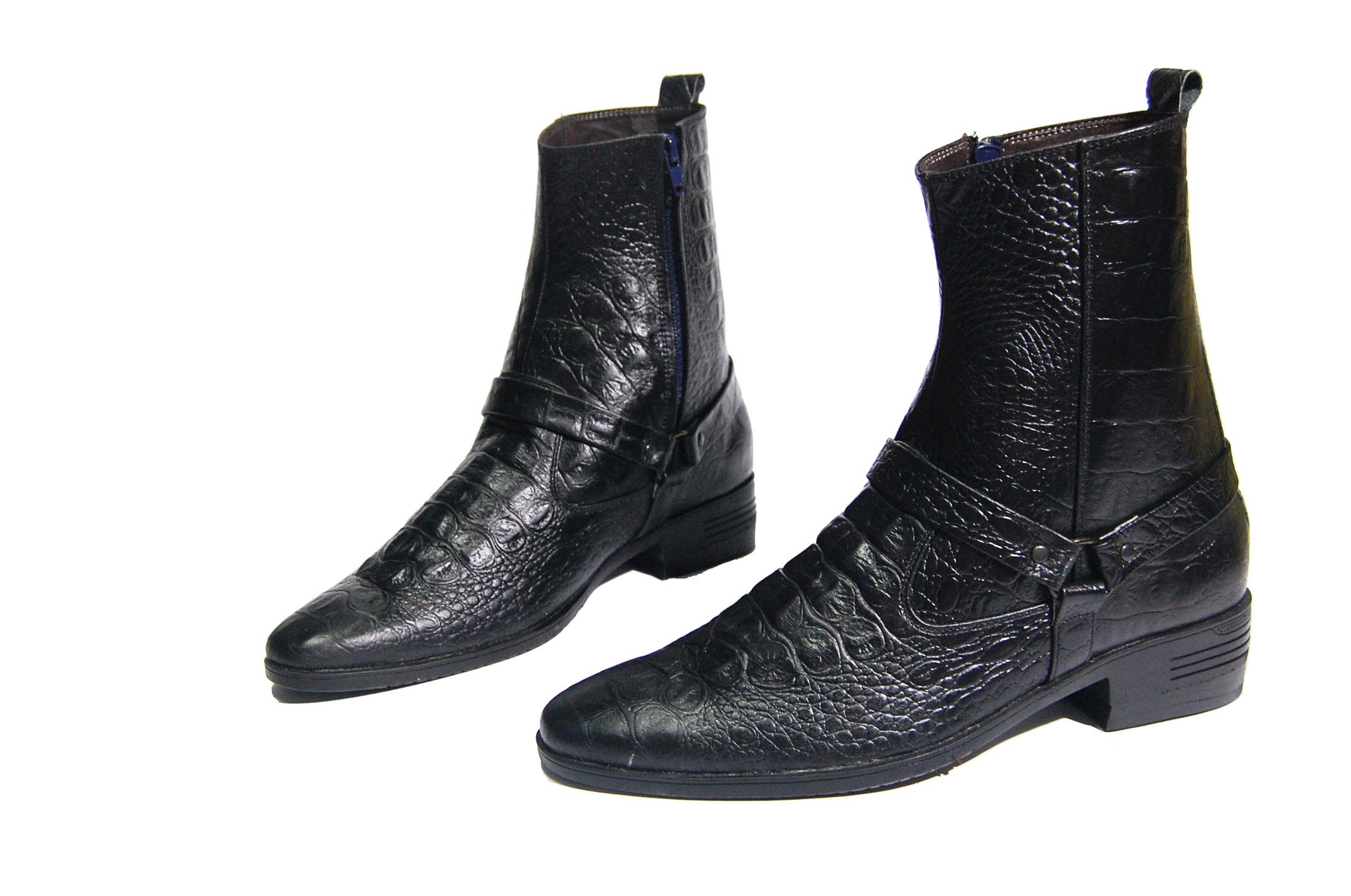 Giày boot da bò thật vân cá sấu. Bảo hành 12 tháng.MS: B137
