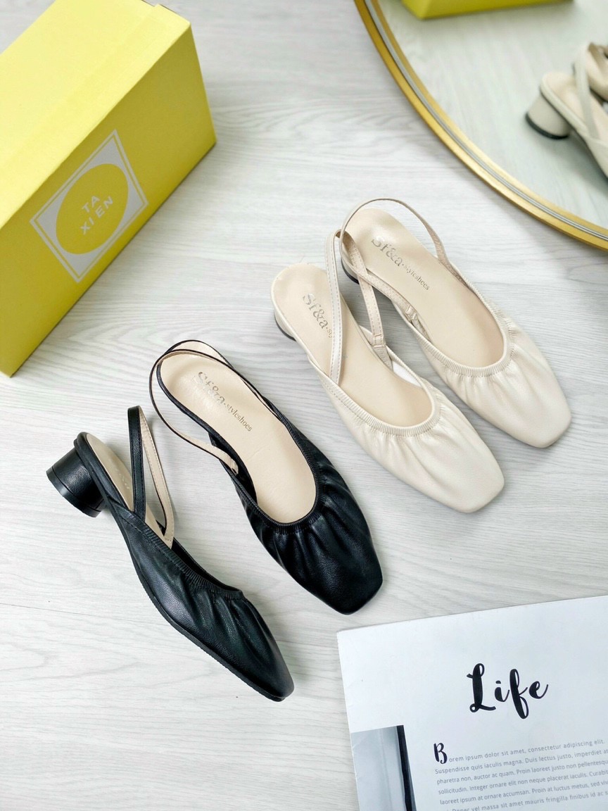 [HCM]Giày búp bê nữ khuyết gót quai chun đế 3cm