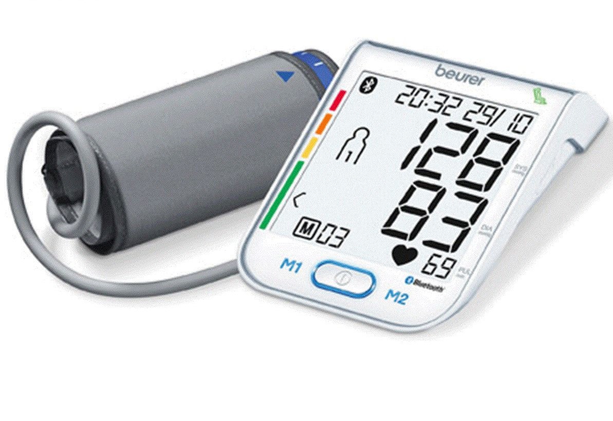 Máy đo huyết áp bắp tay có giọng nói có cảnh báo rồi loạn nhịp tim rất tiện cho người lớn tuổi - beurer bm77