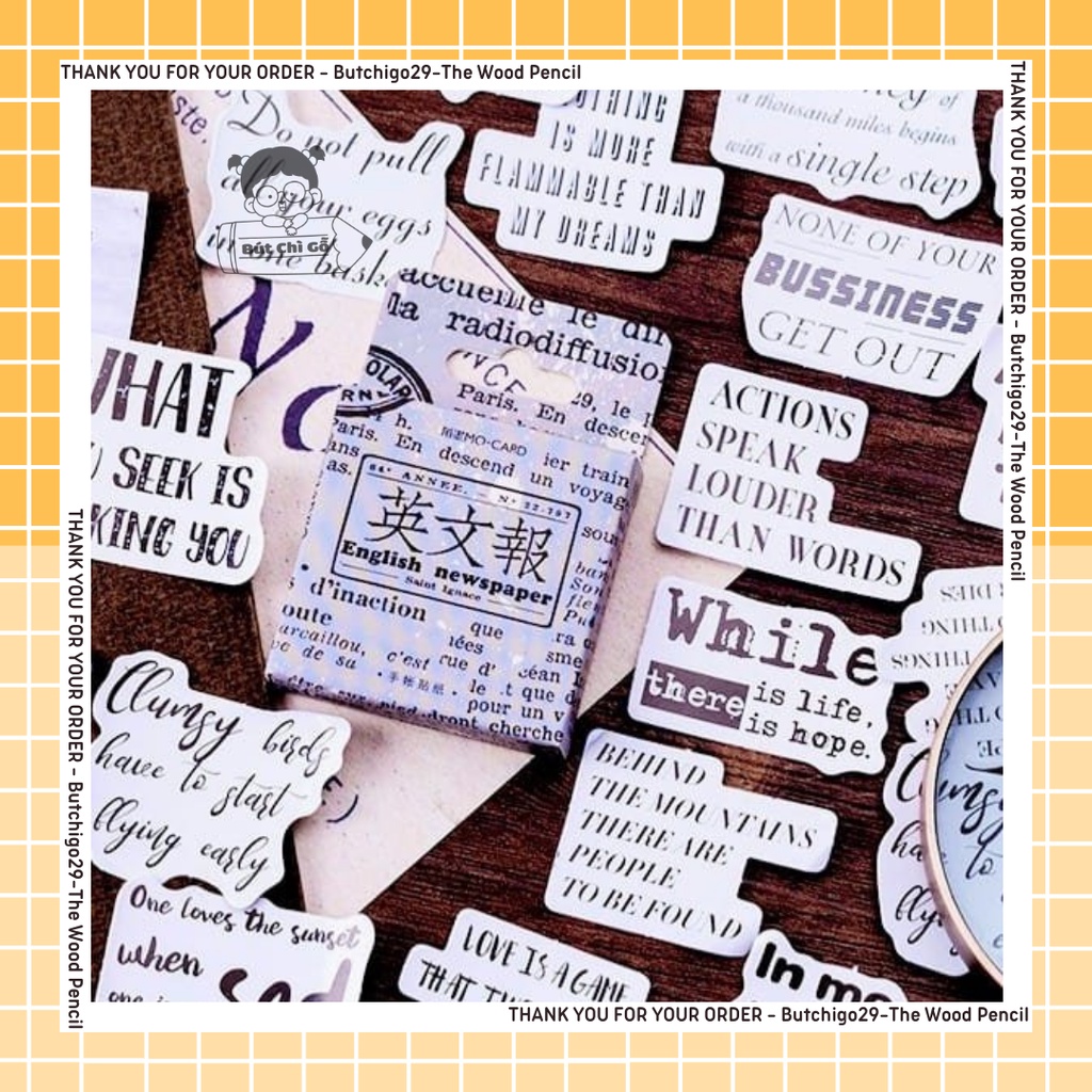 Set 45 sticker chữ KIỂU NHẬT- hình dãn chữ trang trí sổ siêu xinh