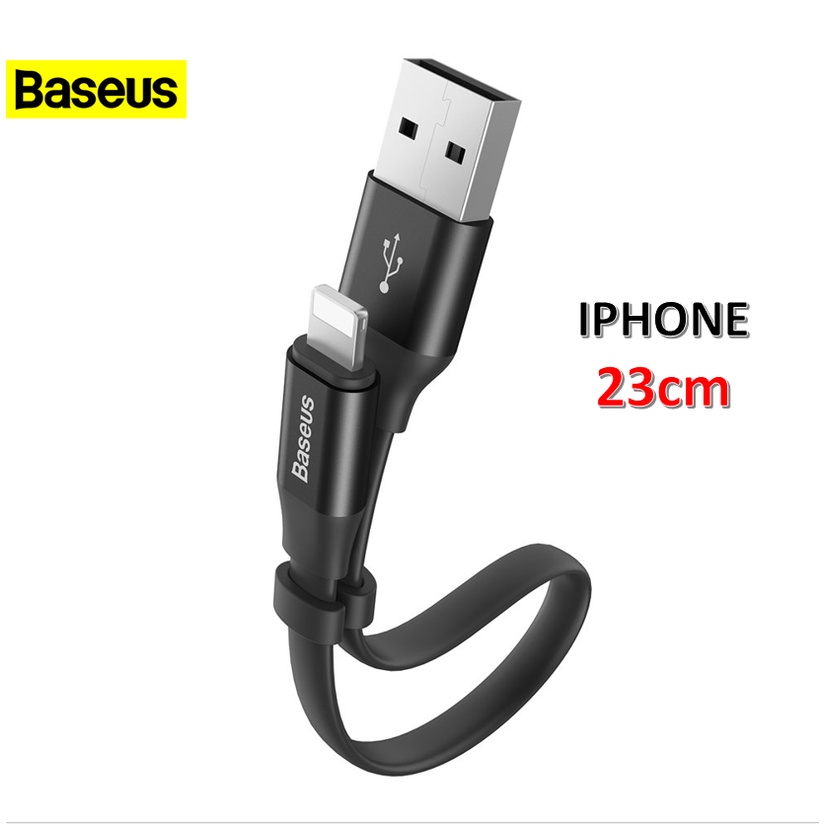 Cáp sạc nhanh Iphone Baseus dài 23cm truyền dữ liệu dùng sạc Iphone sạc dự phòng