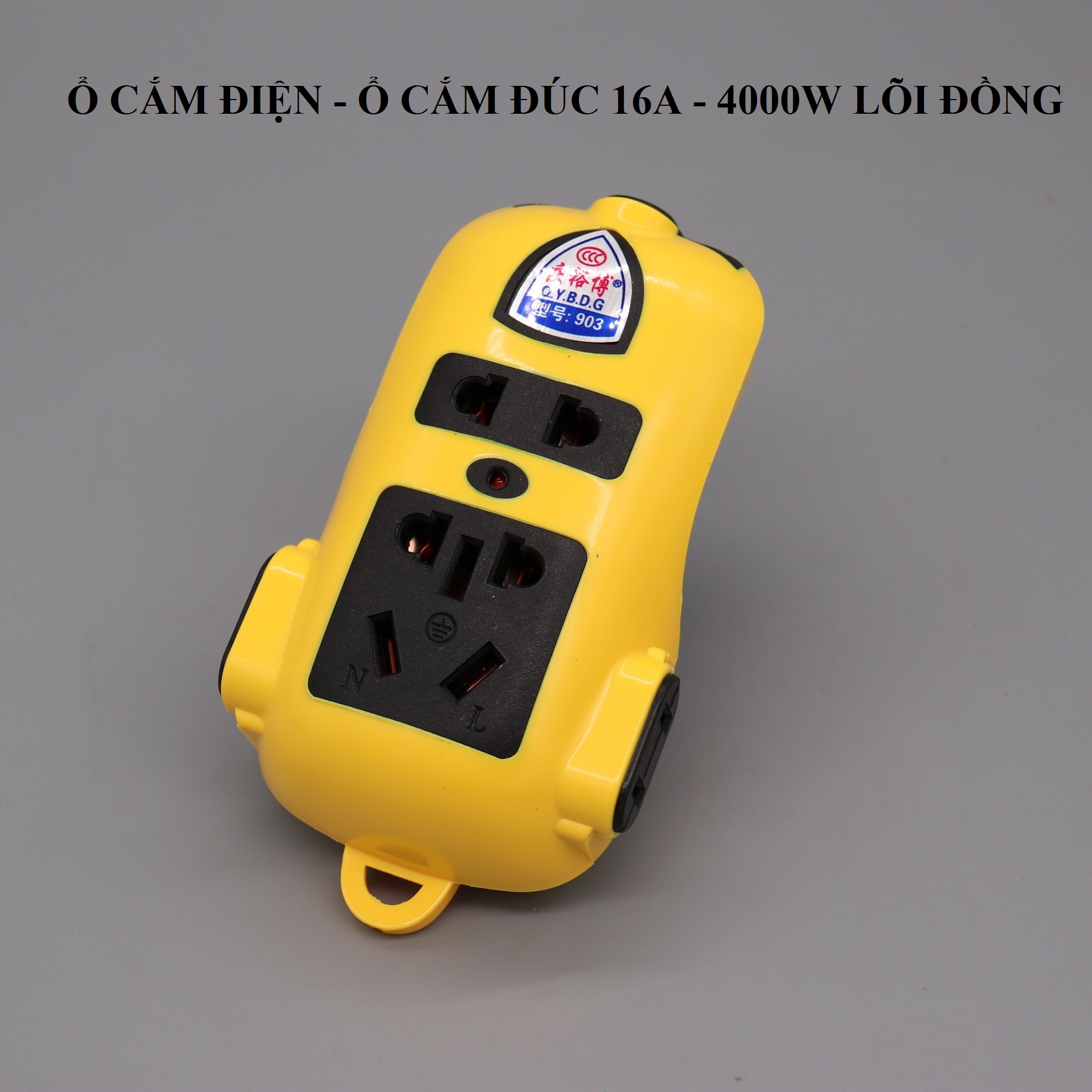 Ổ cắm đúc nguyên khối lõi đồng 16A - 4000w chống vỡ,chống cháy