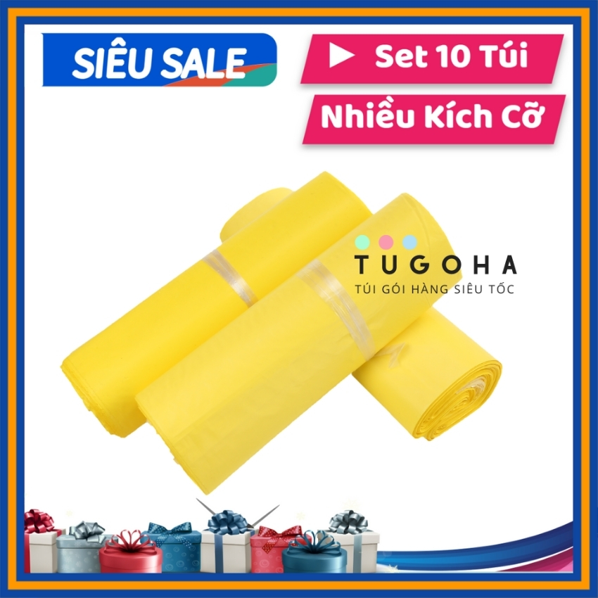 [Set 10 túi][Màu Vàng Sang Chảnh] Túi Gói Hàng TUGOHA, Siêu Tốc, Niêm phong, Tự dính + [TẶNG KÈM]  Phiếu Ship Siêu Kute