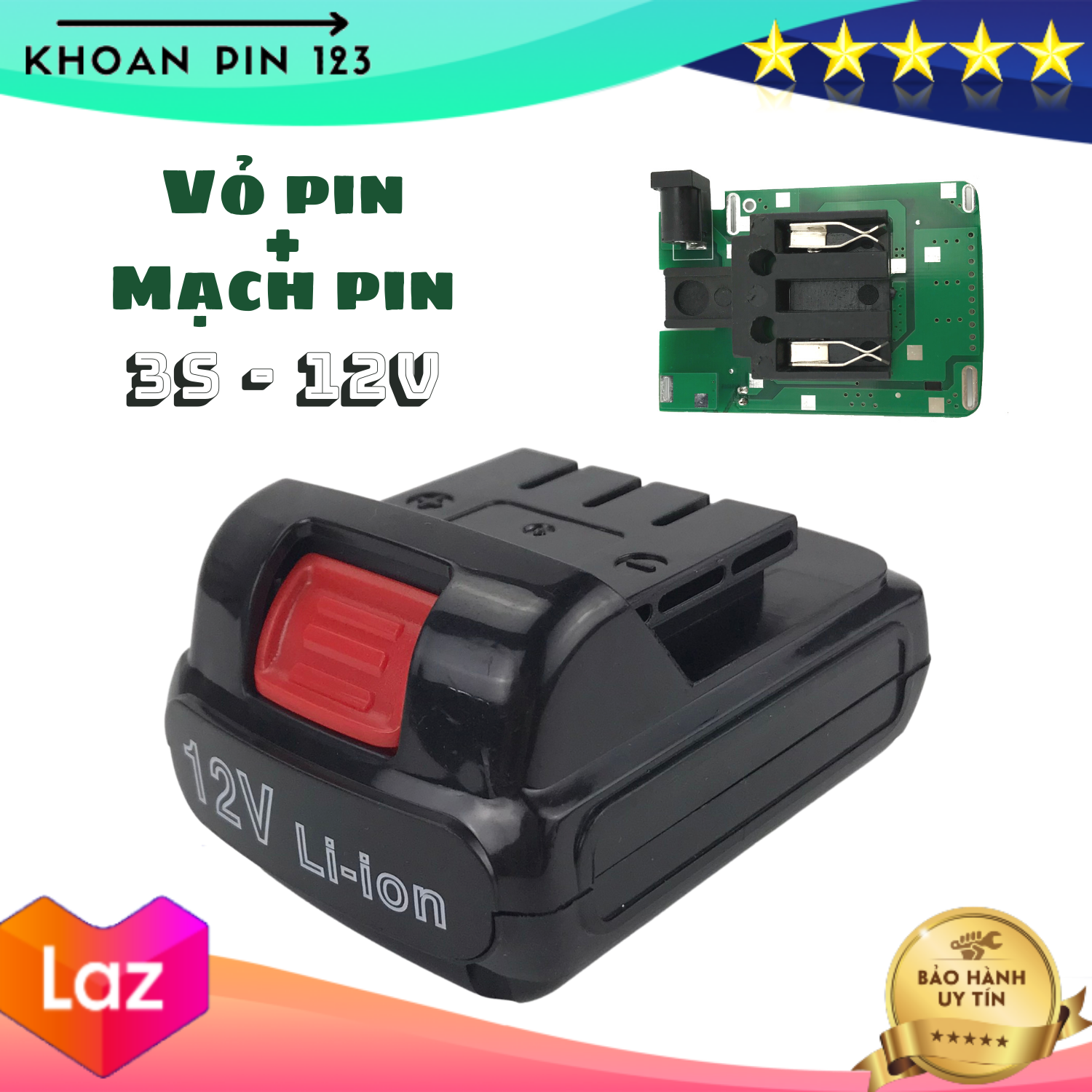 Vỏ pin và mạch sạc bảo vệ 3s 12v loại pin dẹt MKT