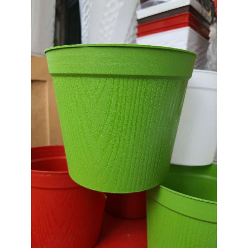 bán sỉ combo 30 chậu nhựa vân gỗ mềm dẻo đường kính 18cm.