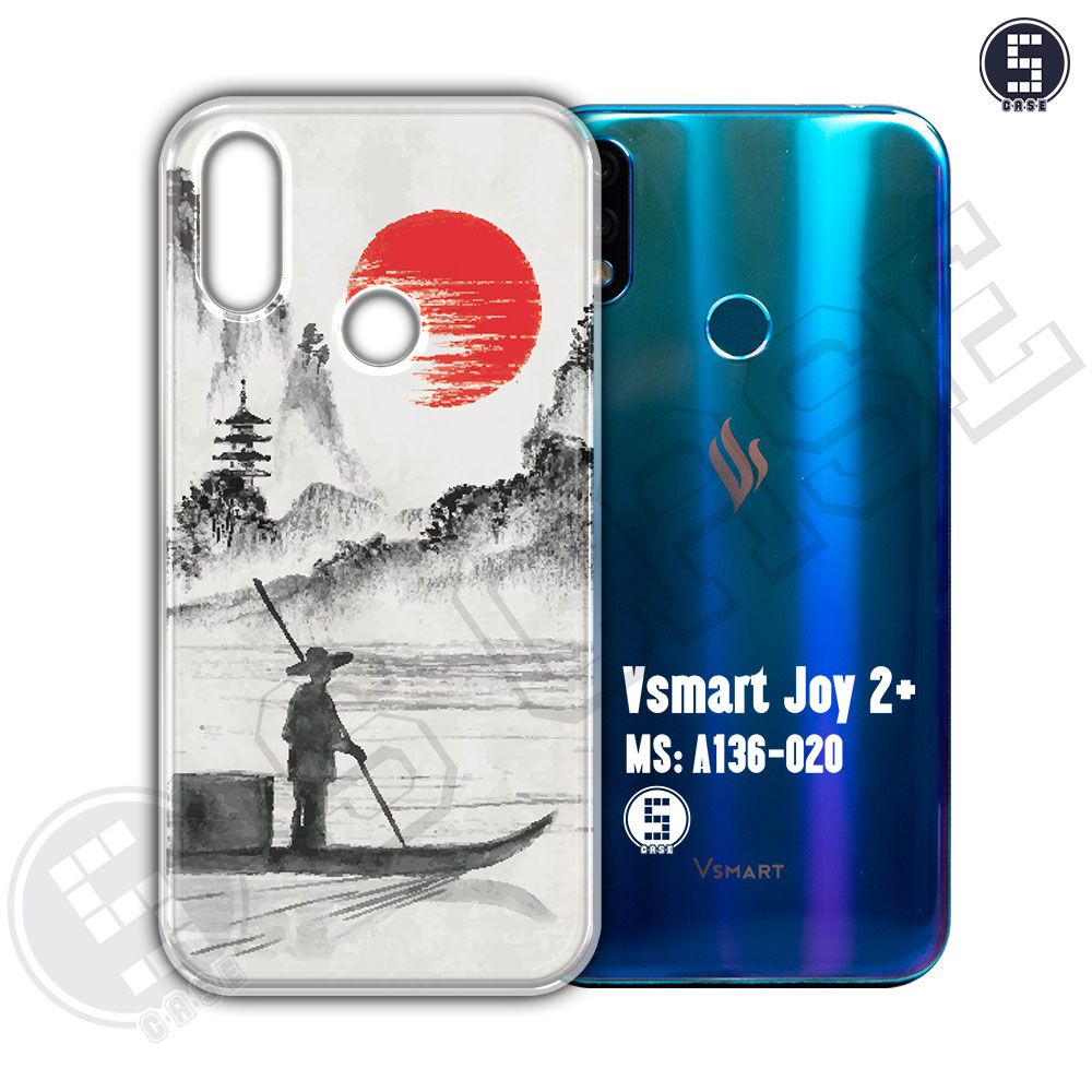 Ốp cho Vsmart Joy 2+ hình Tranh Nhật chèo thuyền trên sông A136-020