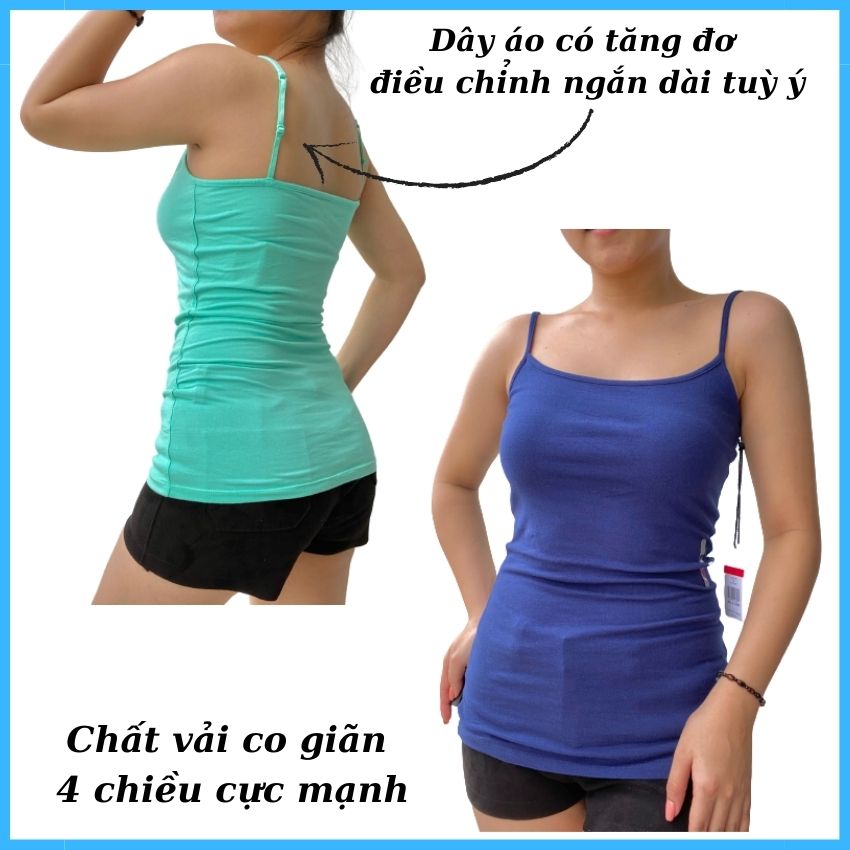 [HCM]Áo Dây Nữ Hàng Xuất Dư Chất Cotton Siêu Co Giãn 4 Chiều Dây Áo Có Tăng Đơ Điều Chỉnh Ngắn Dài Tuỳ Ý