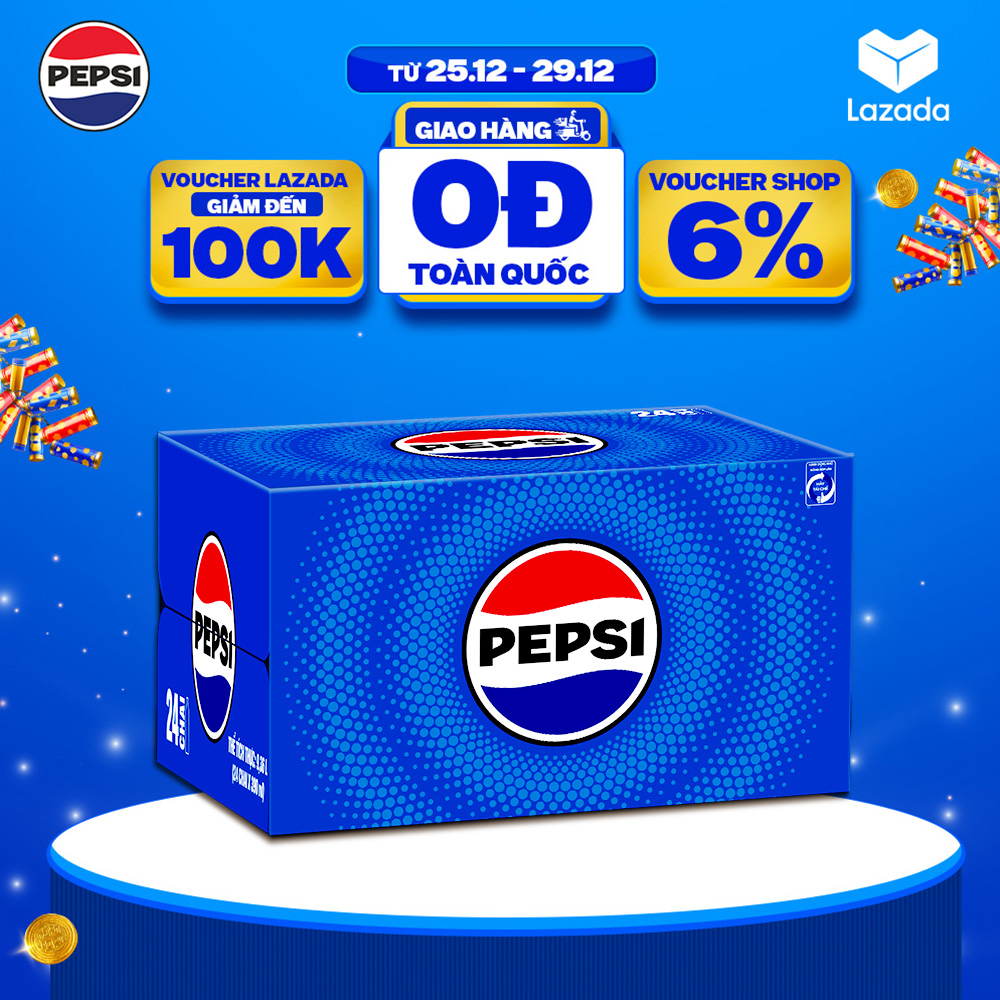  Thùng 24 Chai Nước Ngọt Giải Khát Có Gaz Pepsi  390ml chai  