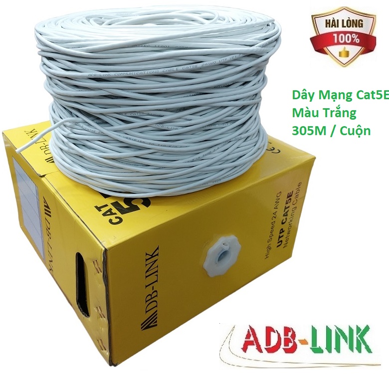 Dây cáp mạng adb link utp cat5e màu trắng , cuộn 305m - hàng chính hãng