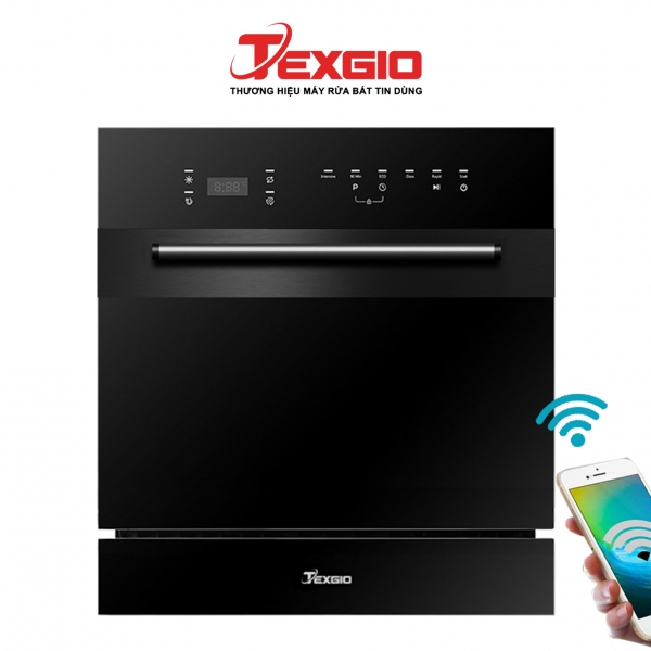 Máy rửa bát texgio TGWF68GB - 11 Bộ Kết Nối Wifi, Sấy Khí Nóng, BH 5 năm