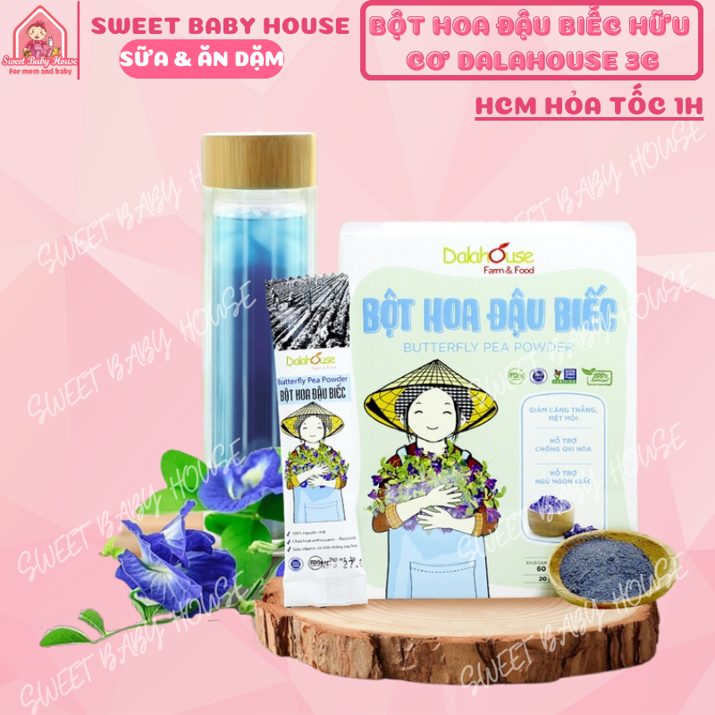 [HCM]Bột hoa đậu biếc Dalahouse gói 3g - Bột rau củ tạo màu bột rau hữu cơ cho bé ăn dặm. Date 2024 - Sweet Baby House