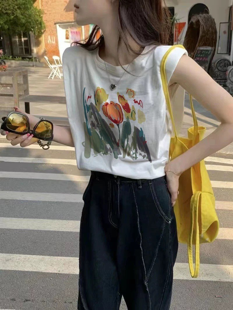 Áo thun nữ sát nách, áo phông nữ cotton ba lỗ in hình thời trang