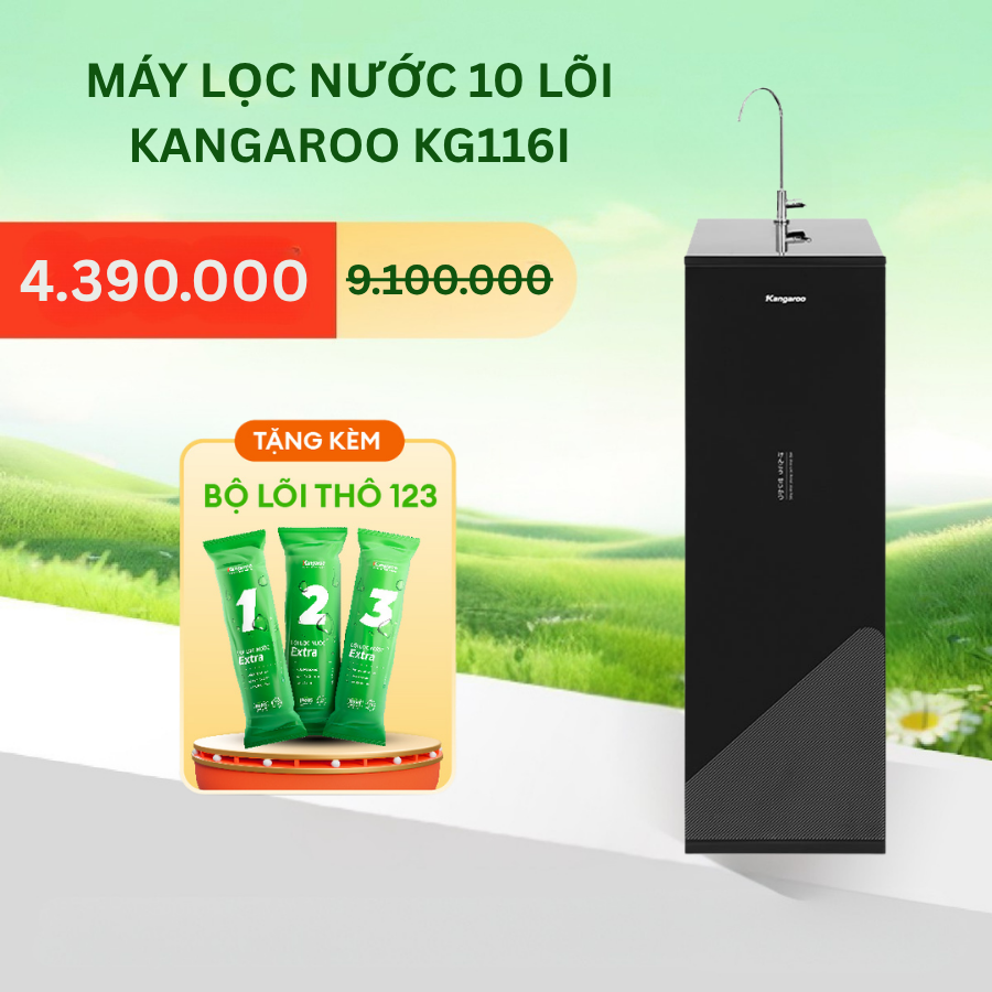 [MIỄN PHÍ LẮP ĐẶT] Máy Lọc Nước 10 Lõi KANGAROO KG116I – LỌC SẠCH, BỔ SUNG KHOÁNG CHẤT
