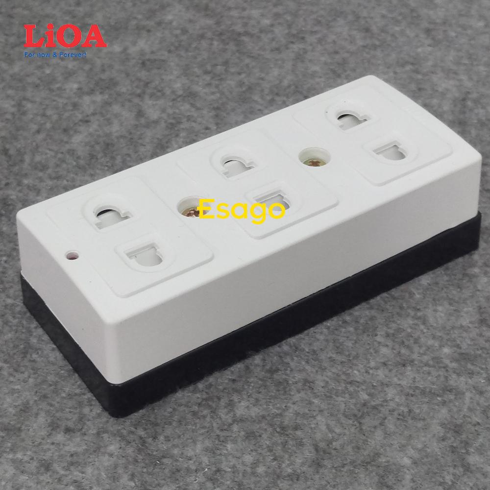 [HCM]Ổ cắm ba 2 chấu LiOA lắp nổi có nắp che an toàn và đèn báo