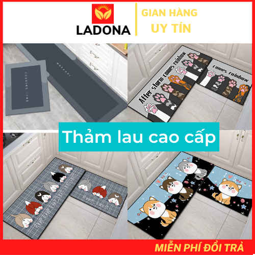 Bộ 2 Thảm lau chân nhà bếp , thảm chùi chân 3D chống trơn trượt siêu thấm LADONA TL3
