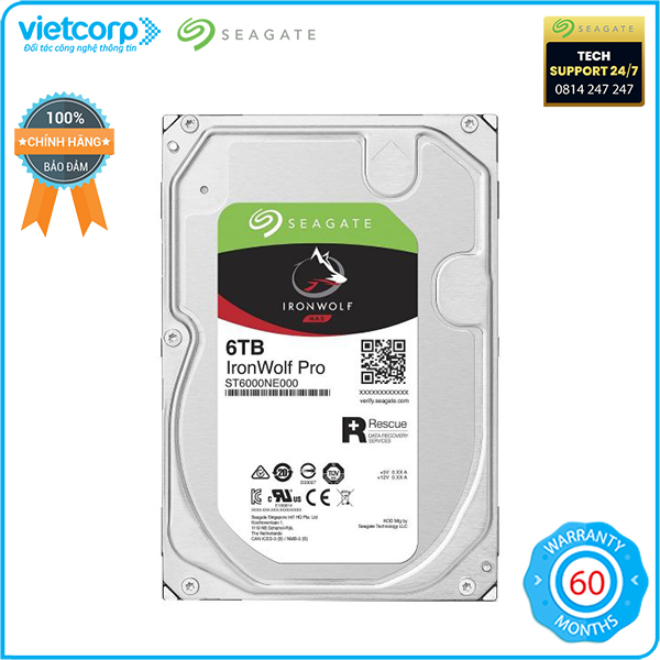 Ổ cứng hdd cho nas ironwolf pro seagate st6000ne000 6tb - hàng chính hãng