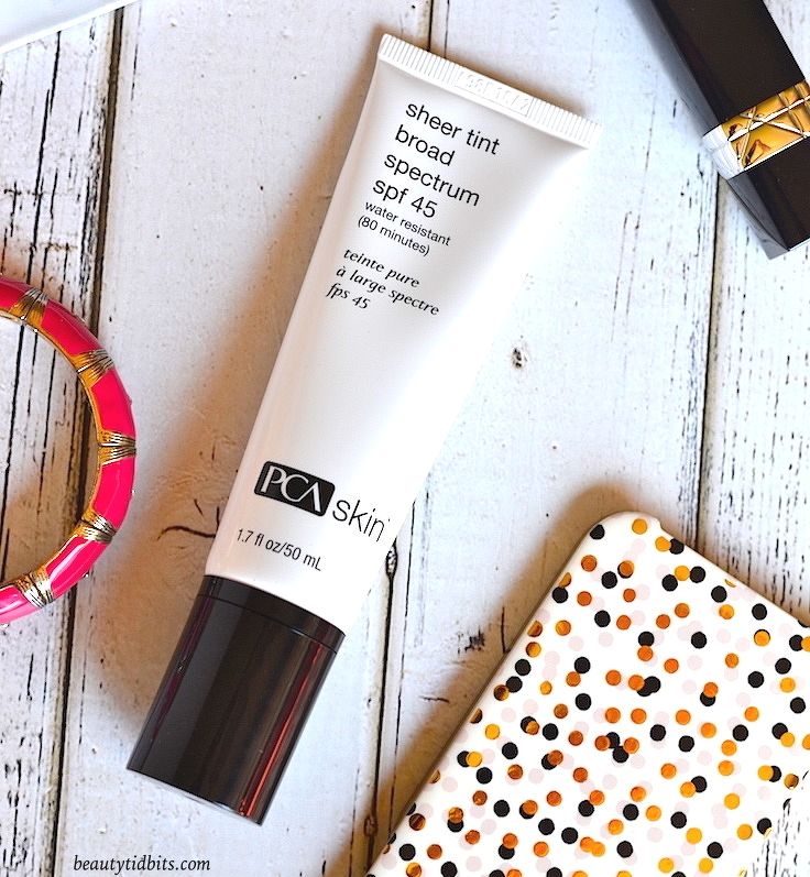 Kem chống nắng nâng tone bóng khỏe pca skin sheer tint broad spectrum spf 45 50ml