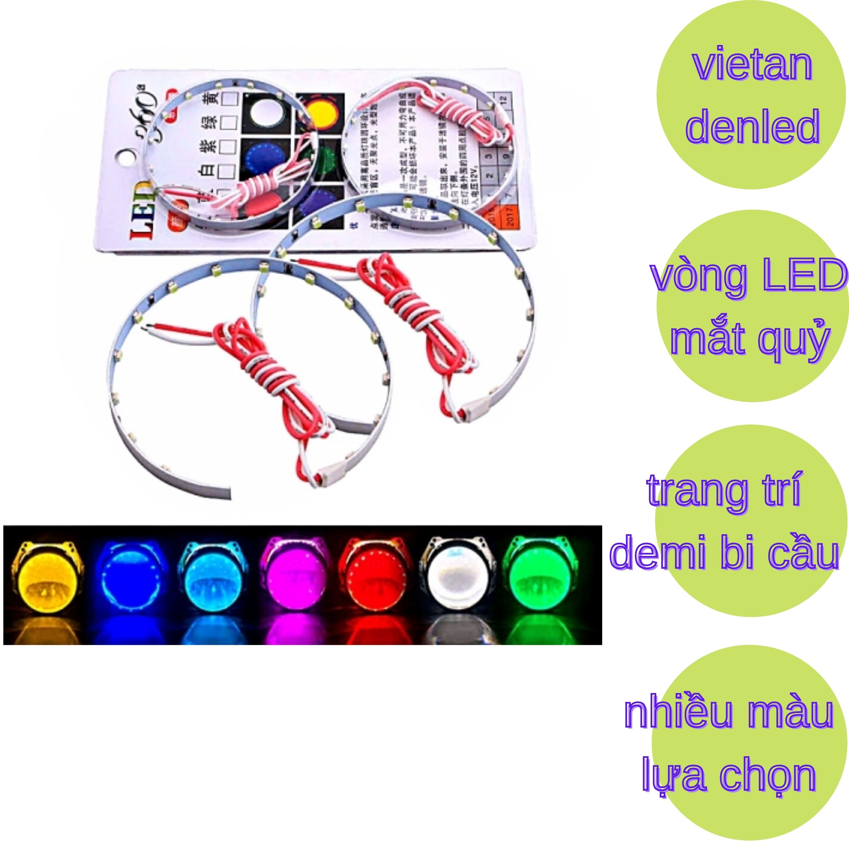 Vòng Led mắt quỷ độ đèn bi xe máy, oto