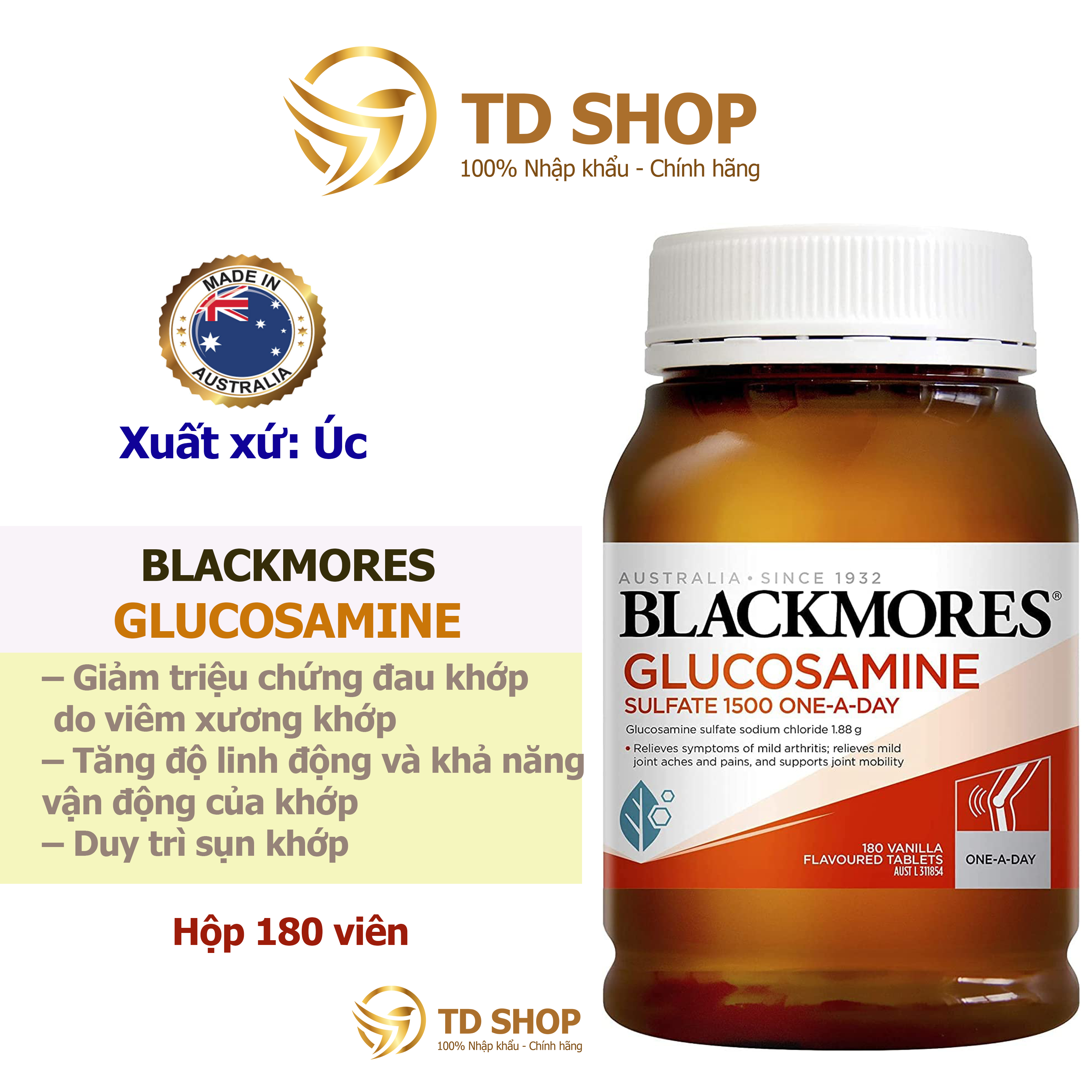 Viên uống Blackmores Glucosamine Sulfate 1500mg One-A-Day 180 viên