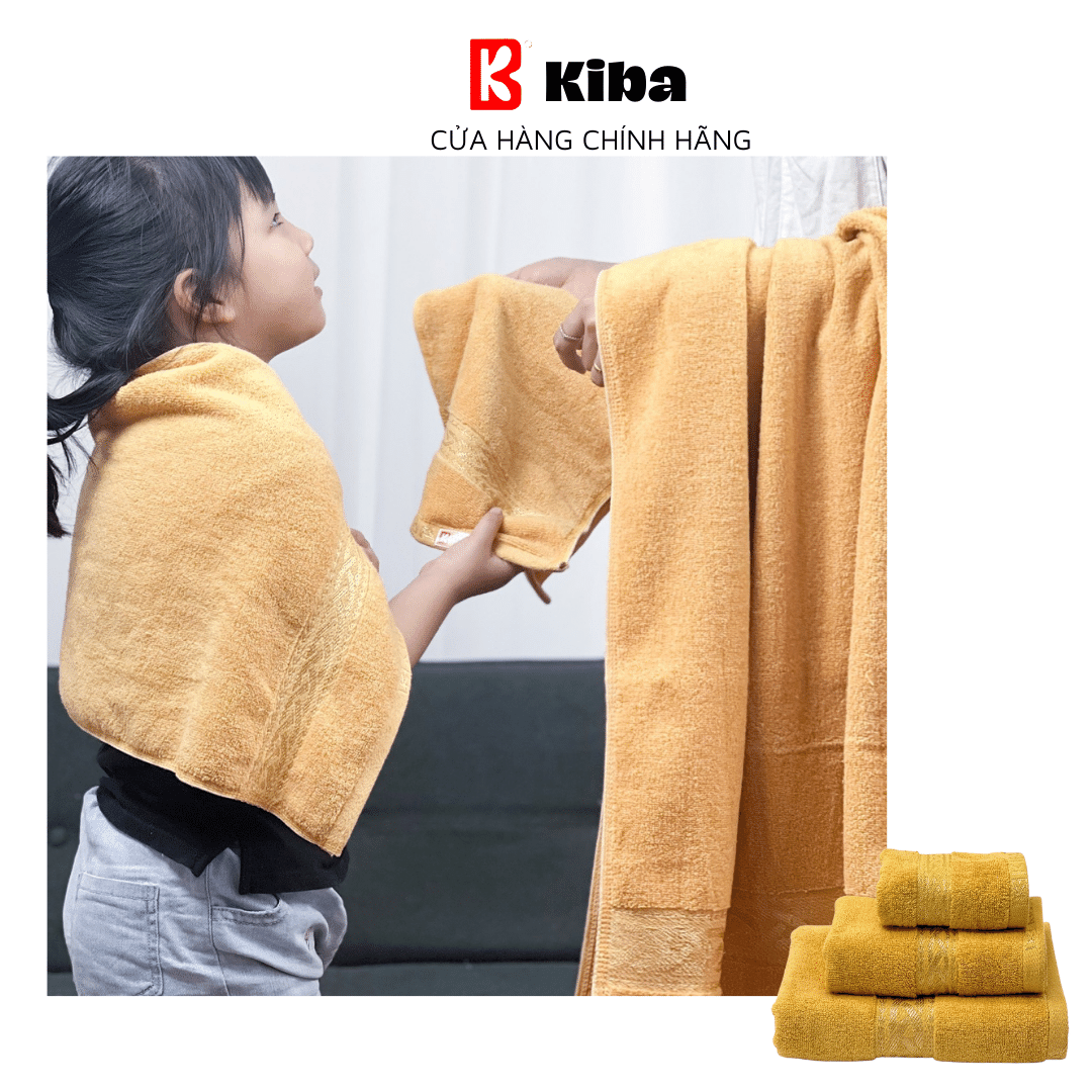 Combo Bộ Khăn Tắm Gội Mặt Cao Cấp 5 Sao KIBA , Dùng Cho Gia Đình Spa Du Lịch, Sợi Bông Nhập Khẩu Tự Nhiên, Êm mềm, Thấm Hút Nhanh