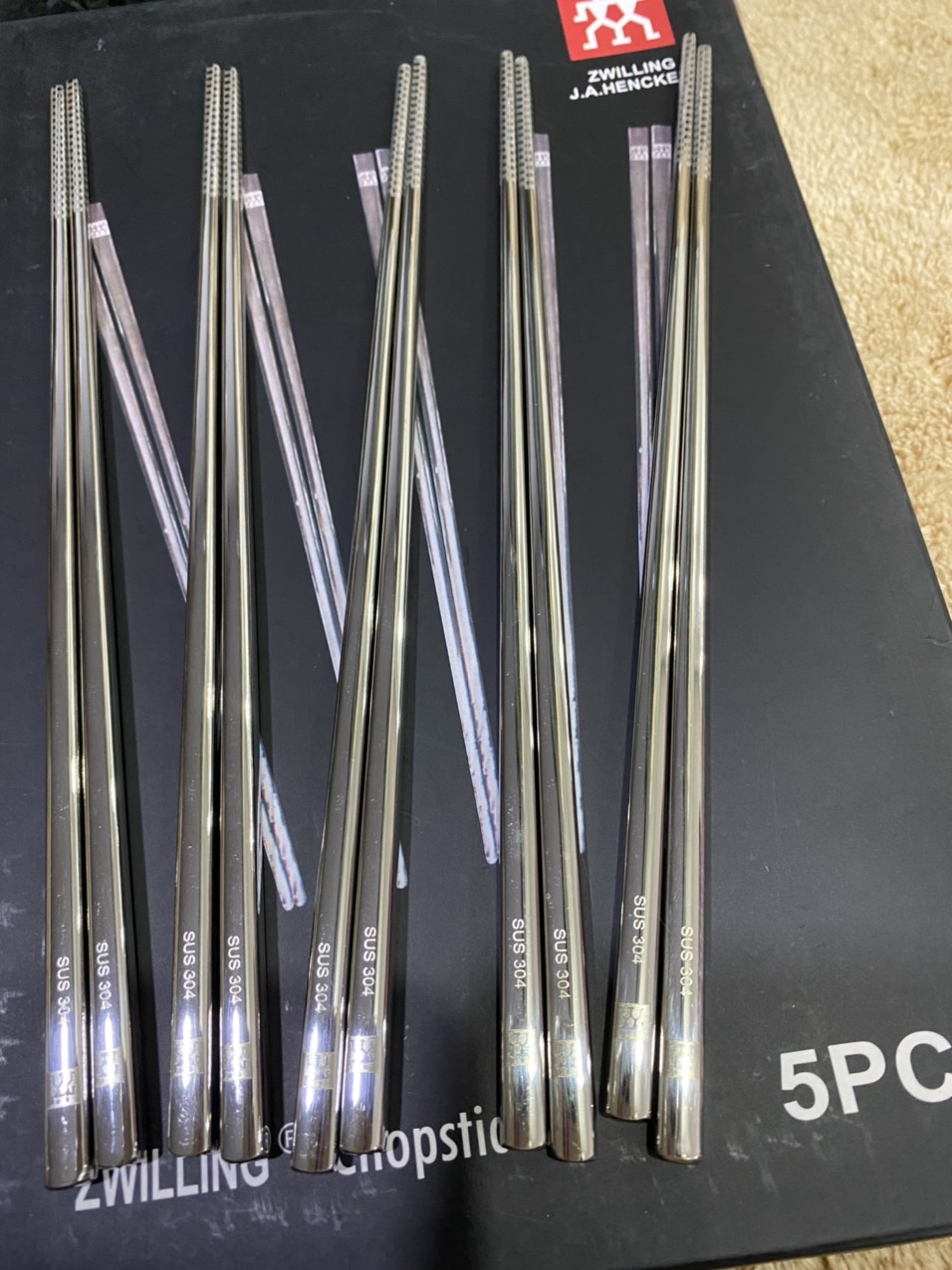 HỘP SET 5 ĐÔI ĐŨA INOX Hãng Zwilling Của Đức Siêu Hót Hít