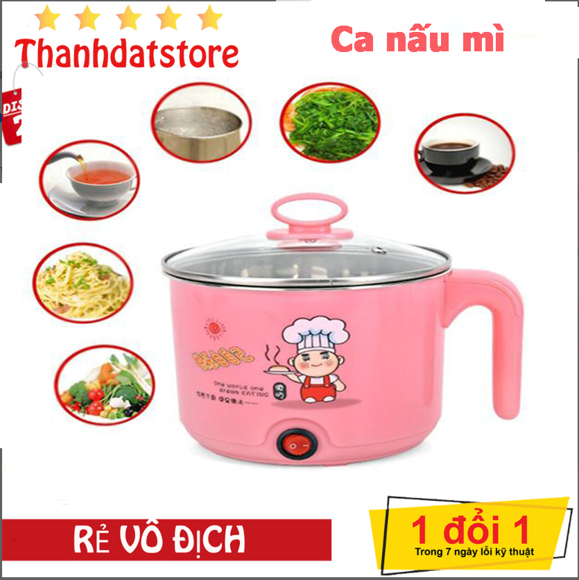 Ca nấu mì kiêm nồi lẩu mini, Nồi hấp trứng, luộc thức ăn, nồi nấu đa năng siêu tiện lợi 1.8L + kèm vỉ hấp trứng siêu tiện lợi