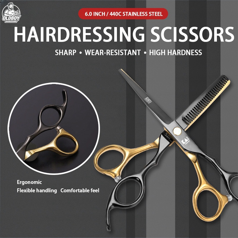 Kasho vàng đen 6.0 inch kéo cắt tóc 440c chuyên nghiệp bằng thép không gỉ kiểu tóc dụng cụ salon