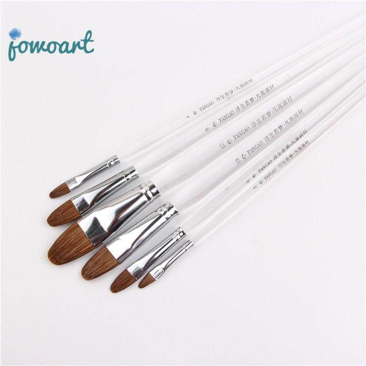 Jowoart 6 cái/bộ cao cấp chồn tóc Tranh bàn chải hàng bàn chải mặt tỳ hưu màu cần Acrylic Tranh bút dành cho học sinh sinh viên Tranh sơn dầu bàn Chải