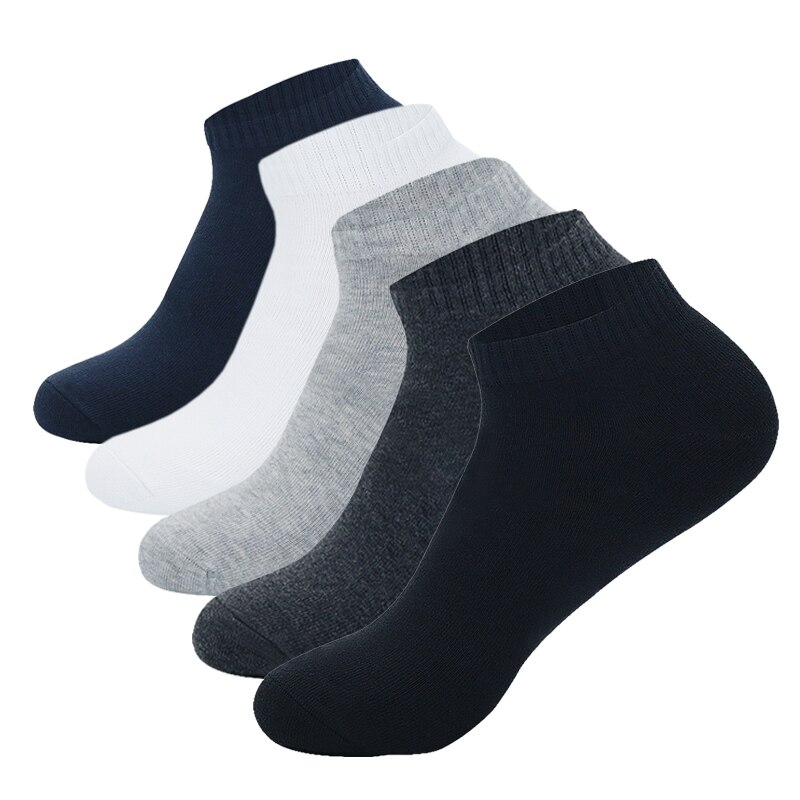 5 Đôi Tất Nam Cổ Thấp Tất Cotton Thoáng Khí Màu Trắng Đen Màu Trơn Tất Ngắn Thể Thao Nam Nữ Công Sở