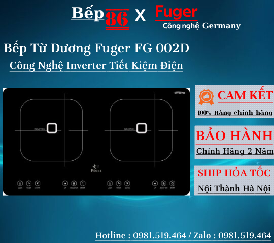 Bếp từ đôi dương Fuger 002D / Bếp từ dương công nghệ đức/ Bảo hành chính hãng 2 năm / Công nghệ Inverter thông minh