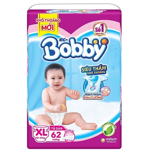 Tã dán bobby xl62 miếng cho bé 12-17kg