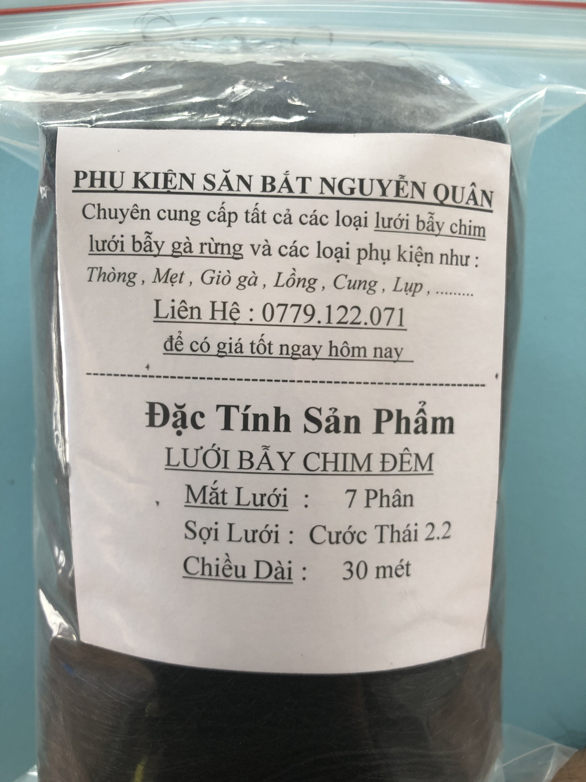 30m lưới bẫy chim đêm Cúm núm, Quốc , trích,Cò , mắt lỗ 7p cao 8 mét 5 dây 4 túi sợi Cước màu đen sợi 20.