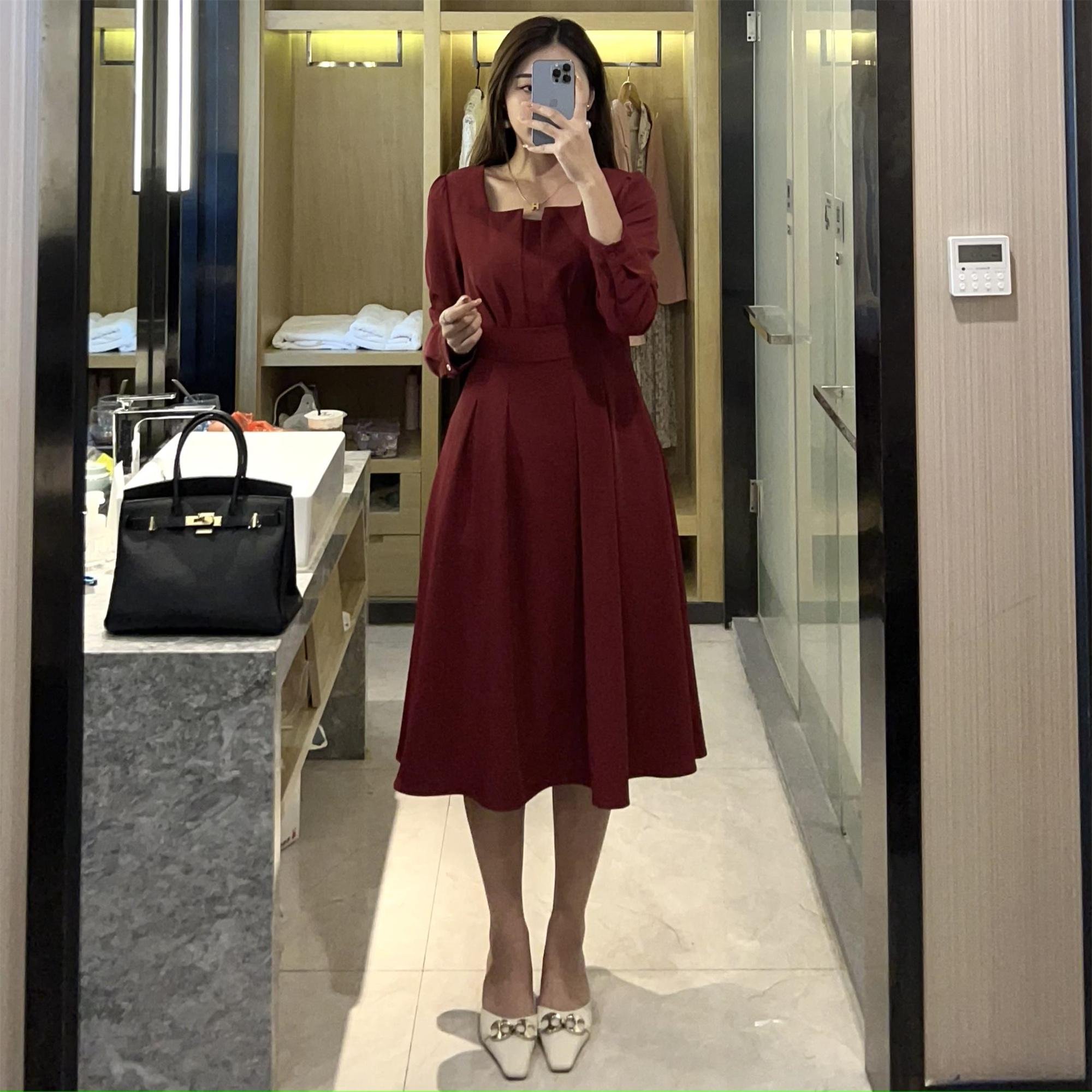 Mập fashion đầm xếp ngực dài tay kiểu dáng thanh lịch đi làm hay đi chơi đểu xinh