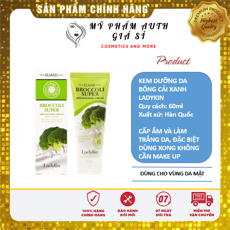 Kem dưỡng da bông cải xanh ladykin hàn quốc 60ml dưỡng ẩm và thay thế makeup