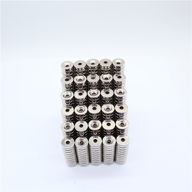 Nam châm tròn lỗ 10x5-4mm trắng đất hiếm lực hút siêu mạnh, viên nam châm tròn lỗ 10x5-4 mạ niken, nam châm trắng chuẩn kích thước lực từ N35