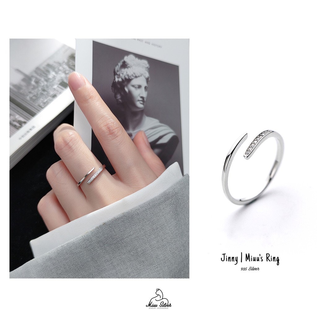 Nhẫn nữ Miuu Silver đính đá Jinny Ring có thể điều chỉnh size bạc 925 cao cấp MSP Gift