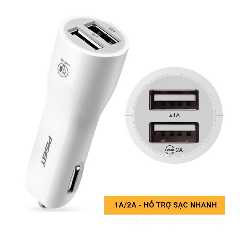 Sạc xe hơi Pisen 2 cổng USB (1A/2A) hỗ trợ sạc nhanh
